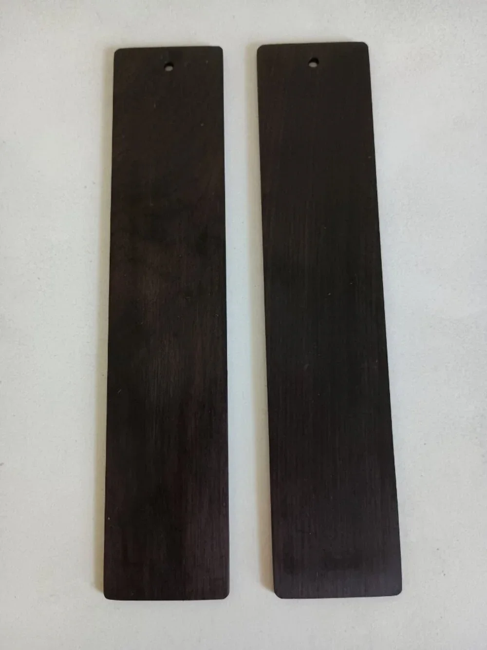 2 wood bookmarks with mother of pearl inlay clovers